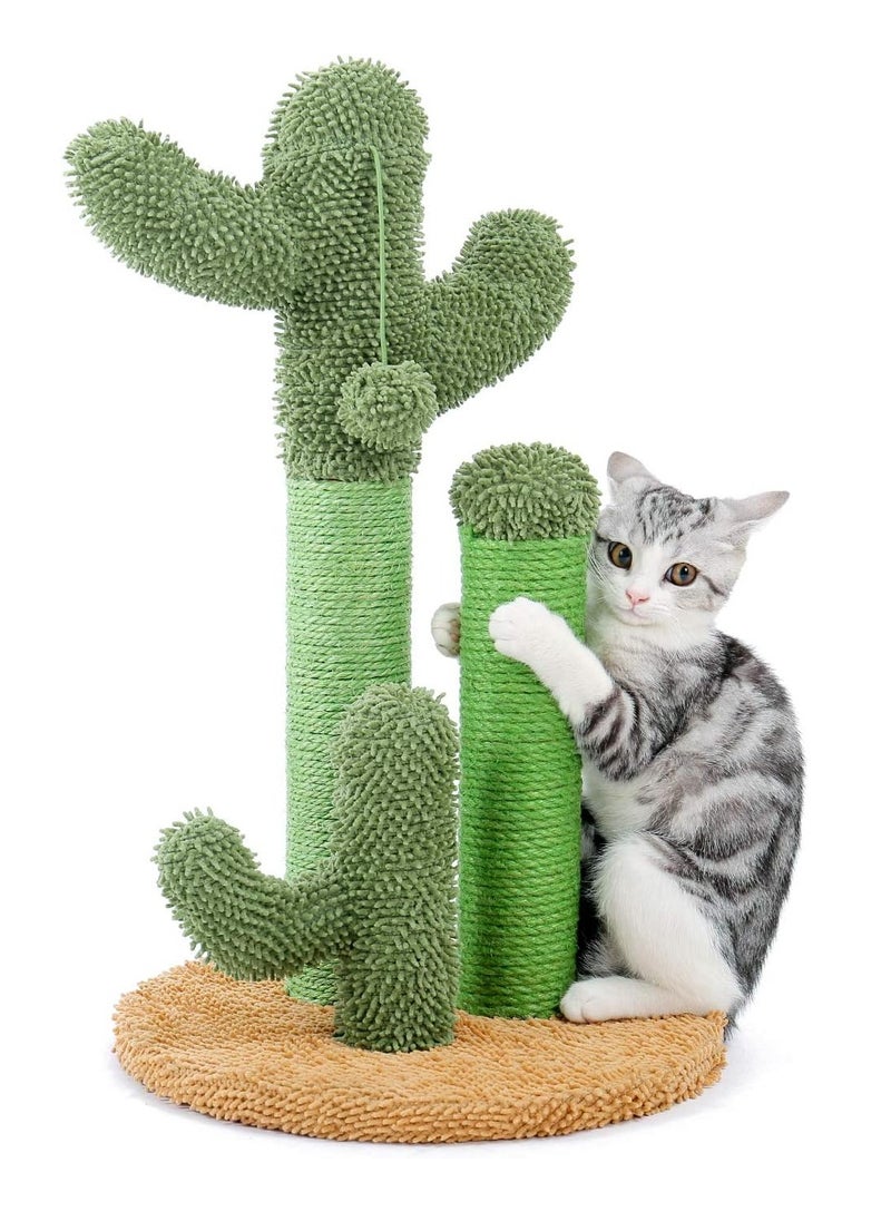 Alissa - 58 cm Tall Cat Scratching Post Cactus Cat Scratcher Featuring with 3 Scratching Poles and Interactive Dangling Ball -Medium 23 Inches - Image 1