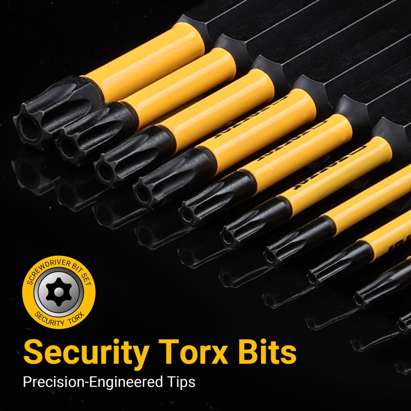 TGFTGF Impact Torx Bit Set 13PCS (TT7-TT40), 3â€ S2 Steel Security Torx, Tamper Proof Torque Star Bit Set with Magnetic CNC Machined Tips, Impact Screwdriver Bits with Storage Case - Image 4