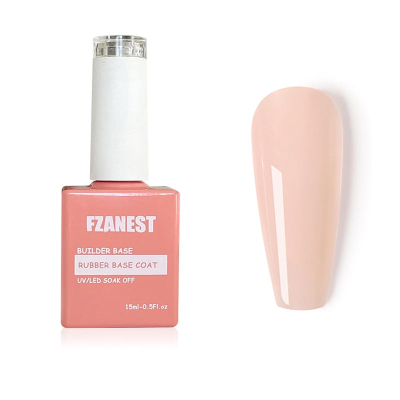 FZANEST Rubber Base Builder Gel Nail 15ml Jelly Natrual Nude Pink Color Gel Polish Nail Strengthener Self-leveling Extension Soak Off UV LED - Image 1