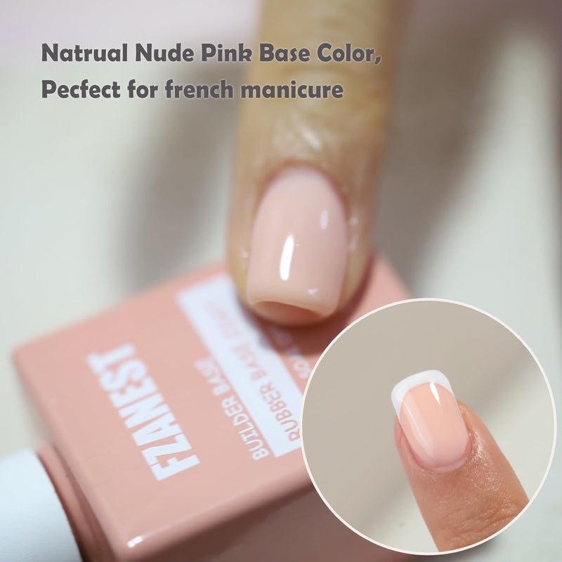FZANEST Rubber Base Builder Gel Nail 15ml Jelly Natrual Nude Pink Color Gel Polish Nail Strengthener Self-leveling Extension Soak Off UV LED - Image 5