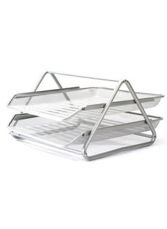PARTNER Partner Metal Mesh 2 Tier Document Tray, Silver 