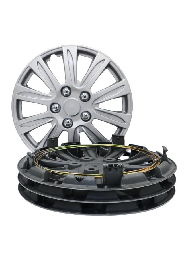 EMTC Pack of 4 EM-3136 Taiwan Wheel Cover | 13" Inch | Silver Universal Nested Style  - Image 4