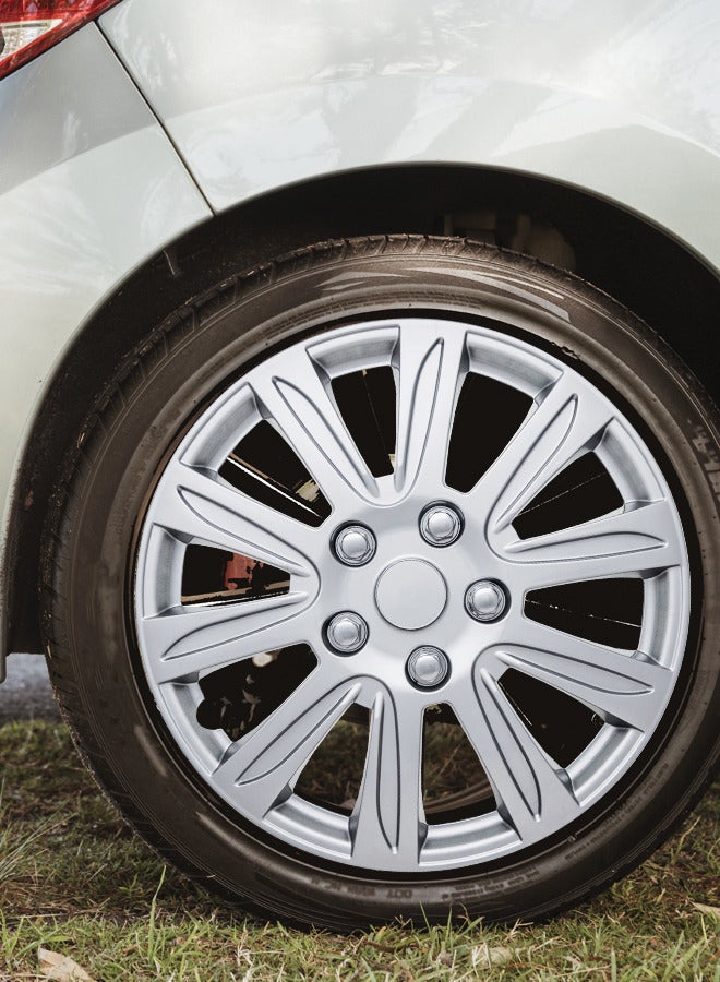 EMTC Pack of 4 EM-3136 Taiwan Wheel Cover | 13" Inch | Silver Universal Nested Style  - Image 3