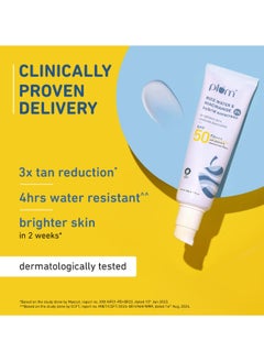 Plum 2% Niacinamide & Rice Water Sunscreen SPF 50 PA+++ | for Oily, Dry & Combination Skin | UVA/UVB Protection | Reduces Tan & Brightens Skin | No White Cast & Non-Sticky | for Women & Men | 50g  - Image 2