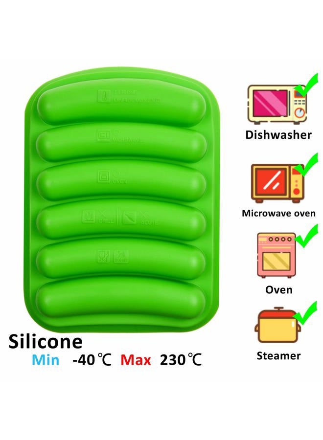 Kare Kind 2x Silicone Sausage Molds - Non-Stick Flexible Hotdog Maker - 6-Cavity Baking Cooking Steaming Container - DIY Homemade Sausages - Includes 2x Silicone Mini Brushes and 20x Pastry Bags - Image 3