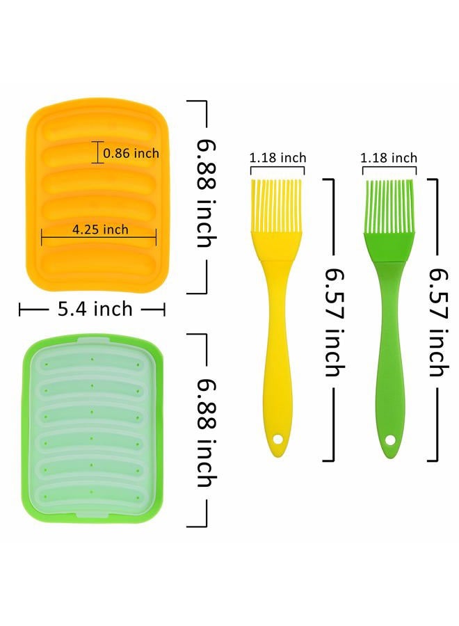 Kare Kind 2x Silicone Sausage Molds - Non-Stick Flexible Hotdog Maker - 6-Cavity Baking Cooking Steaming Container - DIY Homemade Sausages - Includes 2x Silicone Mini Brushes and 20x Pastry Bags - Image 2