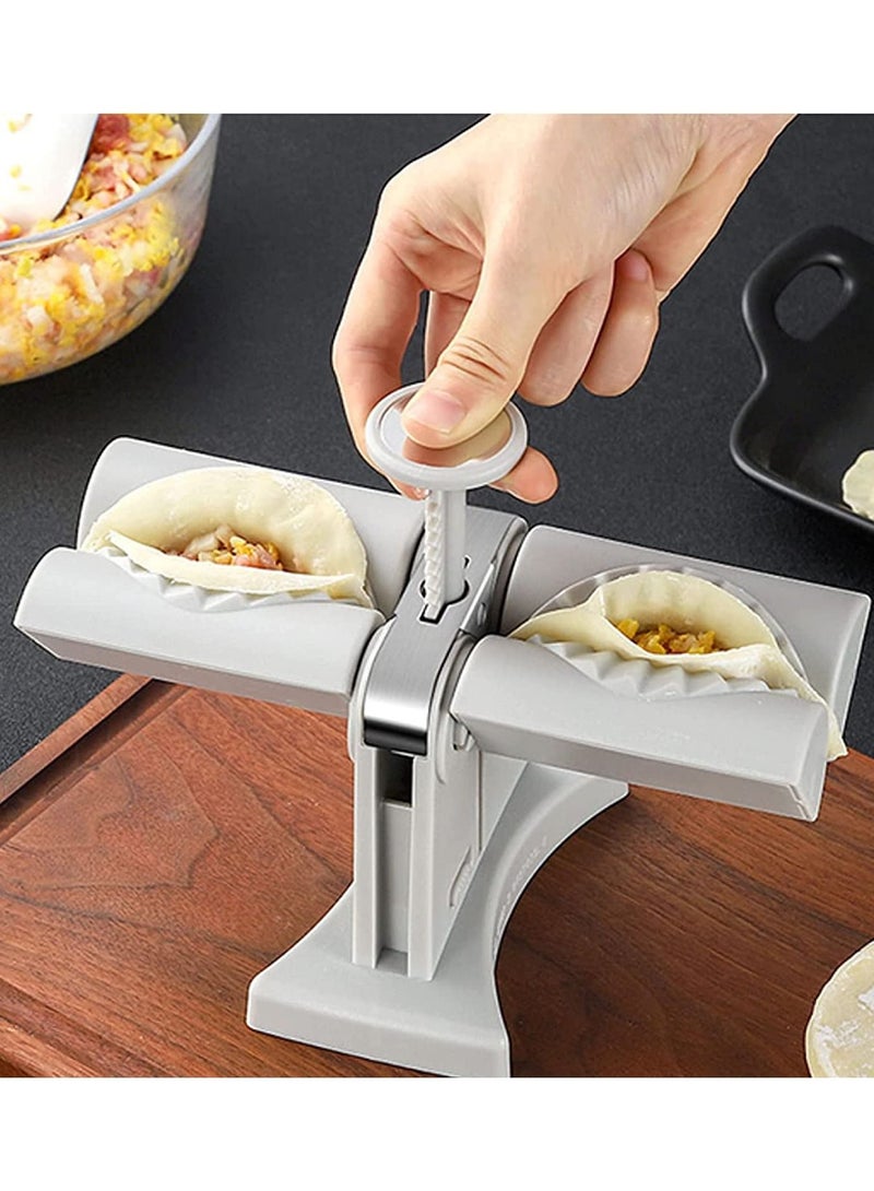DubaiGallery Dumpling Maker,Household Double Head Automatic Dumpling Maker Mould,Ravioli Press Mold,Make Dumplings Empanadas Quickly,Stainless Steel Dumpling Maker for Home,Restaurant - Image 2