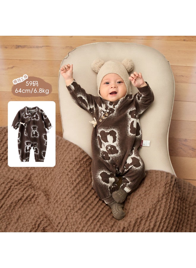 Aqpa Baby Cotton Plush One-piece Romper Autumn Winter Infant Sleepwear Snow Season's Promise 59cm - Image 1