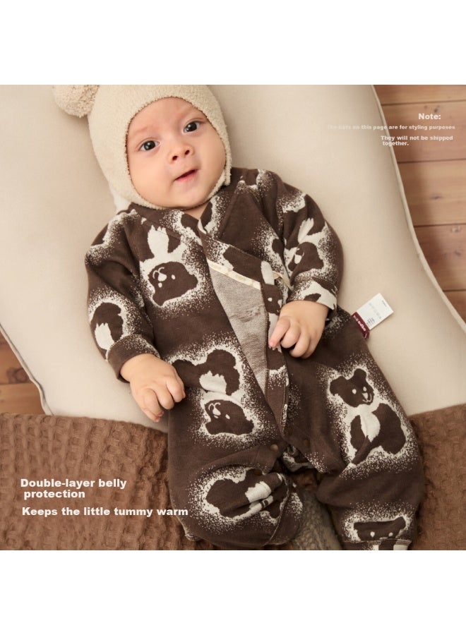 Aqpa Baby Cotton Plush One-piece Romper Autumn Winter Infant Sleepwear Snow Season's Promise 59cm - Image 2