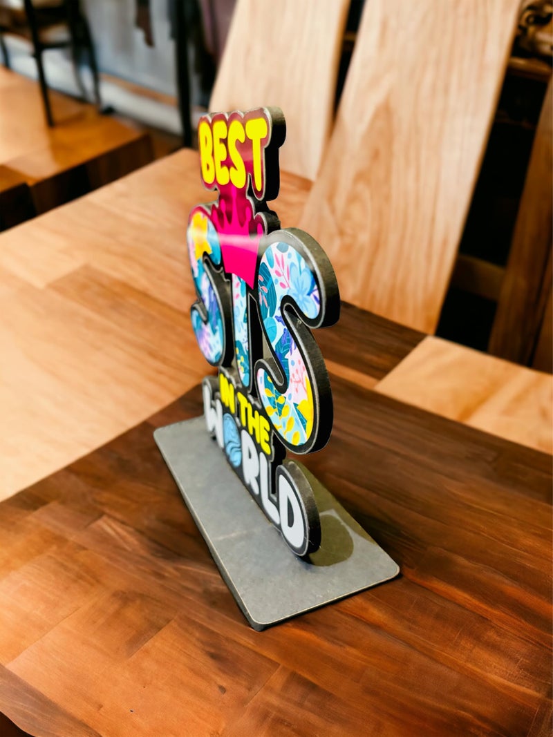 WARMINGO DE Best Sis In The World Wooden Trophy For Sis | Gift For Sister | Rakshabandhan Gift For Sister (Multicolor 6 x 5.5 Inches) - Image 3