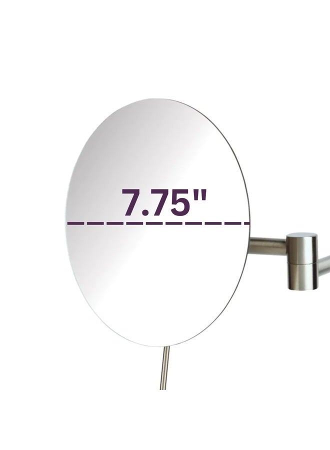 Sharper Image Jerdon 7.75-Inch Wall Mount Mirror - Makeup Mirror with 5X Magnification & 14-inch Wall Extension - Nickel Finish Round Personal Mirror - Model JRT685N - Image 4