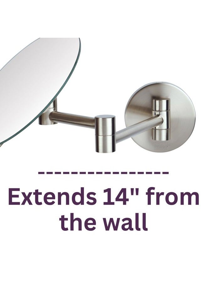 Sharper Image Jerdon 7.75-Inch Wall Mount Mirror - Makeup Mirror with 5X Magnification & 14-inch Wall Extension - Nickel Finish Round Personal Mirror - Model JRT685N - Image 5