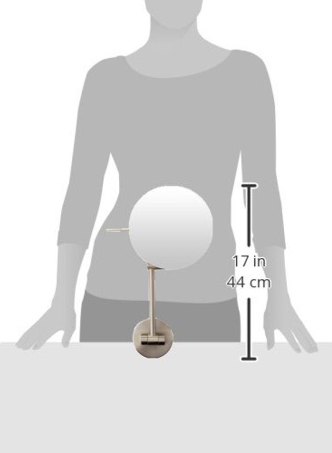 Sharper Image Jerdon 7.75-Inch Wall Mount Mirror - Makeup Mirror with 5X Magnification & 14-inch Wall Extension - Nickel Finish Round Personal Mirror - Model JRT685N - Image 3