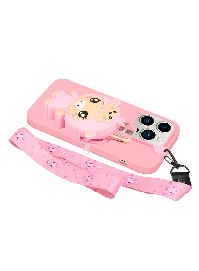 S-TOP Case For iPhone 14 Pro Silicone Wallet Phone Case with Lanyard - Image 3