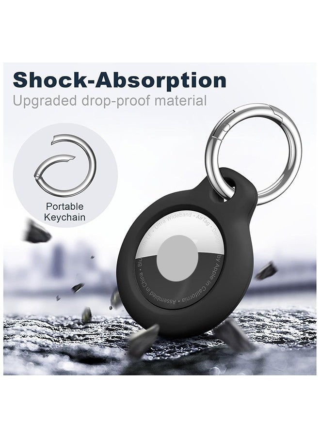 Hihonor - 4 Pieces Protective Secure Lock Compatible with AirTag Holder, Anti-Scratch Airtags Key Chain for Apple Air Tags, Airtag Accessories for GPS Item Finder Tracker, Black+White - Image 1