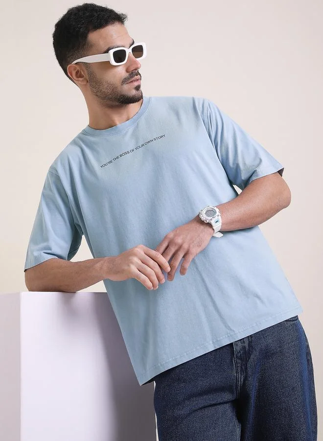 ديفيرينس أوف أوبينيون تيشيرت مطبع بقصة واسعة وغسيل حمضي للرجال