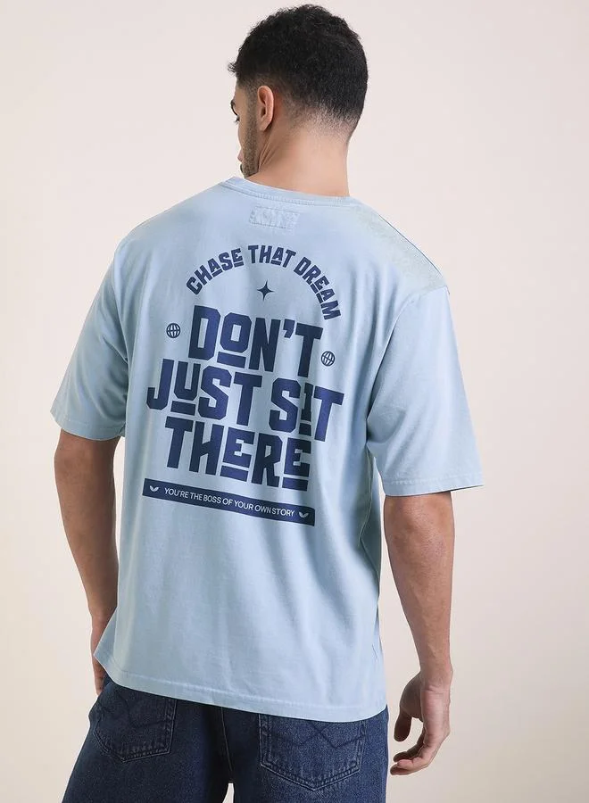 Difference of Opinion Men Oversized Acid Wash Printed T-Shirt