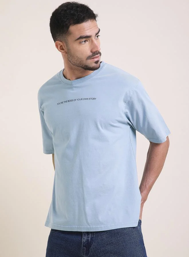 Difference of Opinion Men Oversized Acid Wash Printed T-Shirt