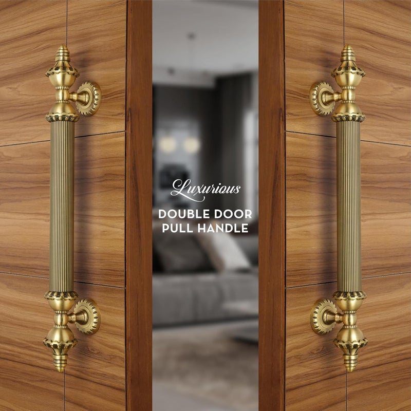 LAPO مقابض أبواب تاج للباب الرئيسي | مقبض الباب الرئيسي | مقبض الباب | سبيكة زنك (18 بوصة - عبوة من 1) تشطيب عتيق | ضمان 3 سنوات، مقبض سحب - Image 4