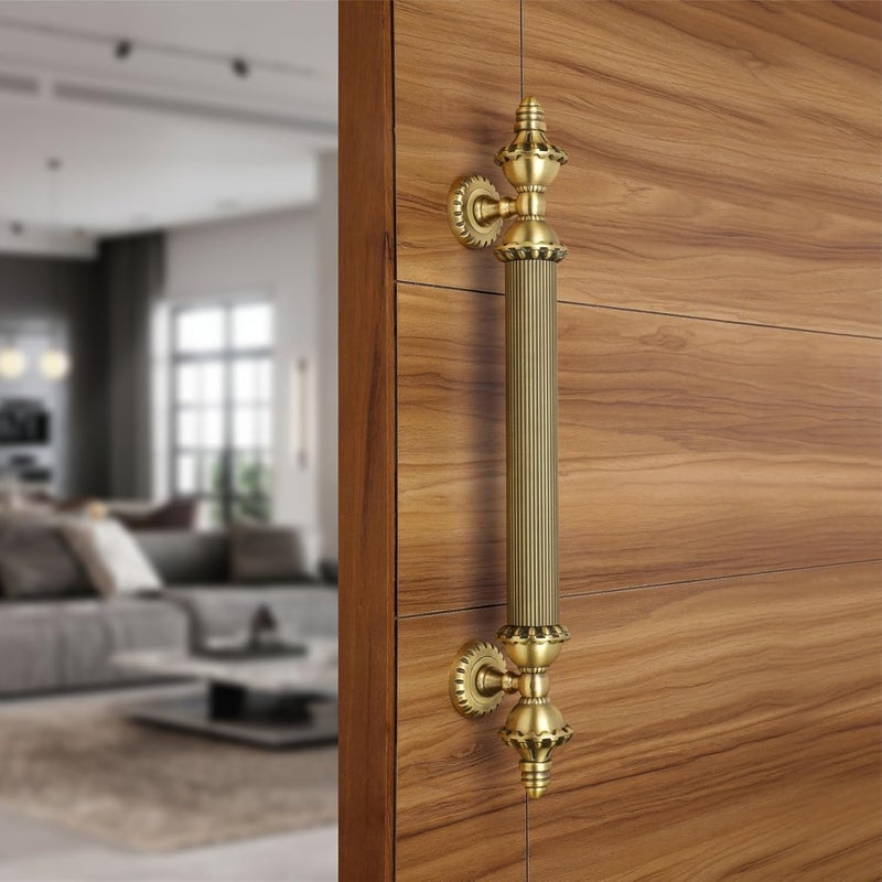 LAPO مقابض أبواب تاج للباب الرئيسي | مقبض الباب الرئيسي | مقبض الباب | سبيكة زنك (18 بوصة - عبوة من 1) تشطيب عتيق | ضمان 3 سنوات، مقبض سحب - Image 1