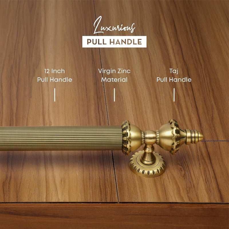 LAPO مقابض أبواب تاج للباب الرئيسي | مقبض الباب الرئيسي | مقبض الباب | سبيكة زنك (18 بوصة - عبوة من 1) تشطيب عتيق | ضمان 3 سنوات، مقبض سحب - Image 5