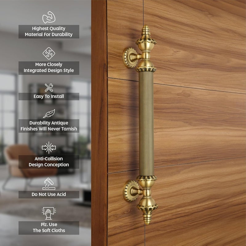 LAPO مقابض أبواب تاج للباب الرئيسي | مقبض الباب الرئيسي | مقبض الباب | سبيكة زنك (18 بوصة - عبوة من 1) تشطيب عتيق | ضمان 3 سنوات، مقبض سحب - Image 3