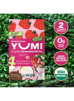 Yumi Yumi Organic Smoothie Melts (6 ct. Strawberry Kale), Toddler and Kids Snacks, Gluten-Free, No Added Sugar, 4 Real Fruits and Vegetables, Healthy Snack, School Safe for Kids Lunch Boxes (Strawberry Kale)  - Image 3