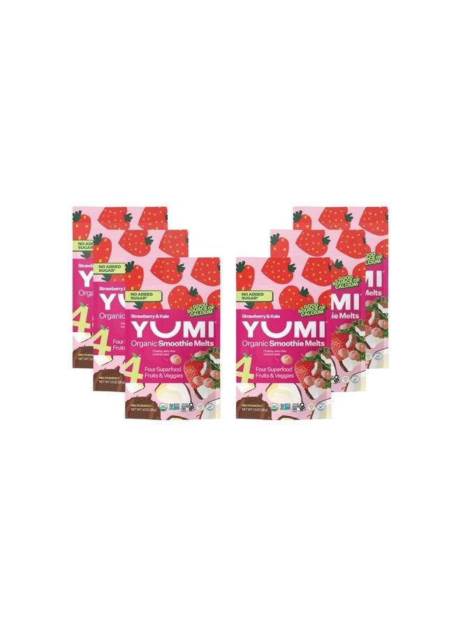 Yumi Organic Smoothie Melts (6 ct. Strawberry Kale), Toddler and Kids Snacks, Gluten-Free, No Added Sugar, 4 Real Fruits and Vegetables, Healthy Snack, School Safe for Kids Lunch Boxes (Strawberry Kale) - Image 1