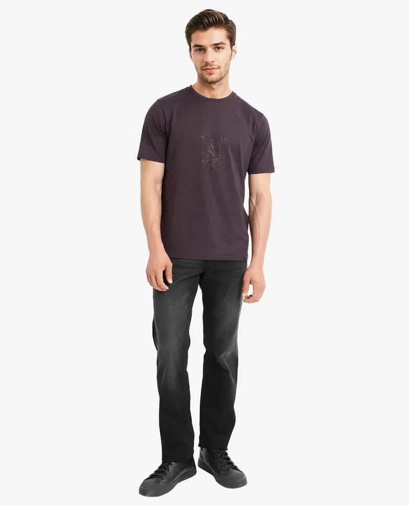 Rare Rabbit Men's Graphic Print Logo T-Shirt