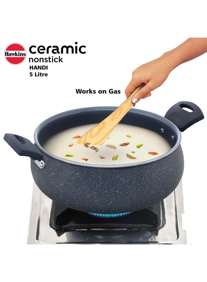 Hawkins وعاء هاندى سيراميك هاوكينز غير لاصق، 5 لترات، وعاء برياني للحث، كسرولة جرانيت (ICH50G) - Image 5