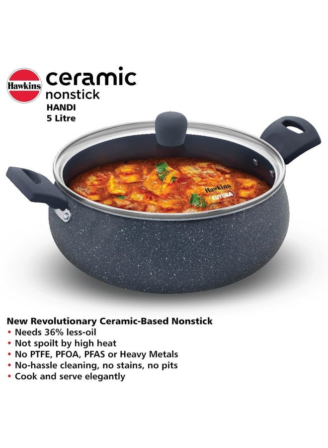 Hawkins وعاء هاندى سيراميك هاوكينز غير لاصق، 5 لترات، وعاء برياني للحث، كسرولة جرانيت (ICH50G) - Image 3