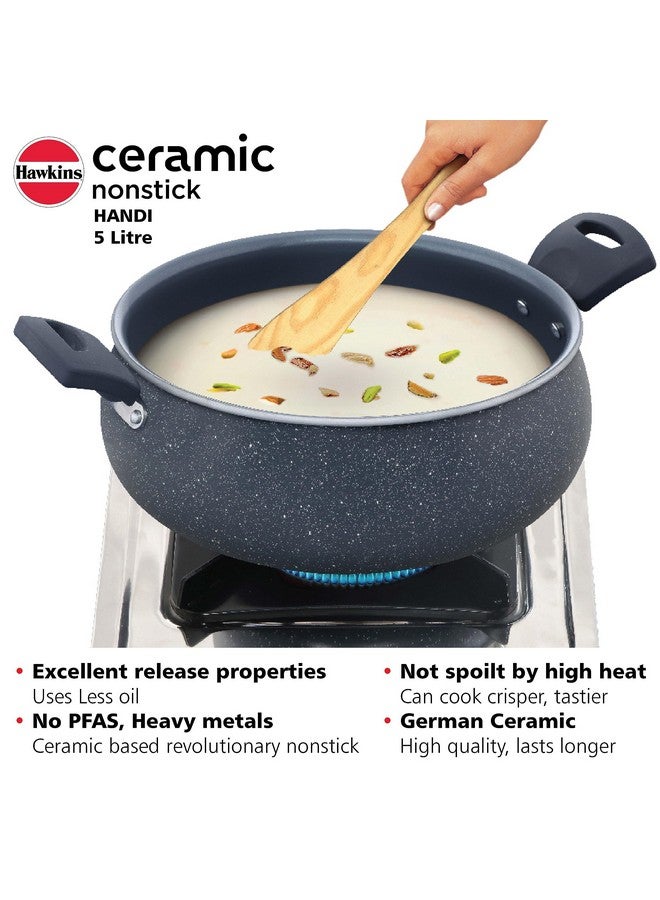 Hawkins وعاء هاندى سيراميك هاوكينز غير لاصق، 5 لترات، وعاء برياني للحث، كسرولة جرانيت (ICH50G) - Image 4