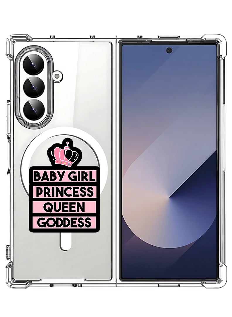 Theodor Magnetic Case for Samsung Galaxy Z Fold 7 Compatible with MagSafe Wireless Charging, Shockproof Phone Bumper Cover Baby Girl Princess - Image 1