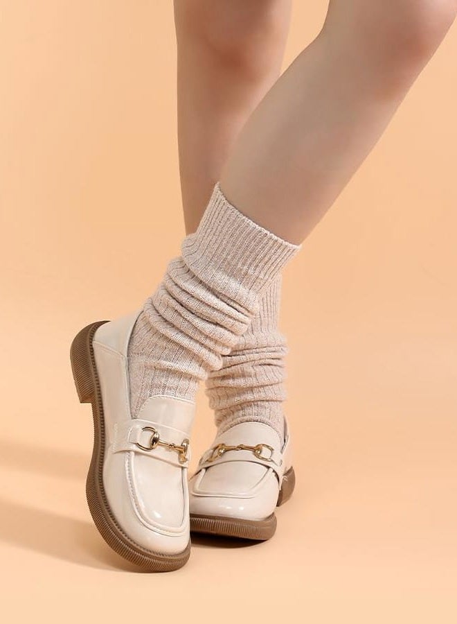 Premillow 3 Pairs Slouch Socks Women, Long Winter Thigh High Boot Scrunch Socks, Warm Soft Slouchy Sock for Women Size 5-11, Black,beige,grey, One size - Image 2