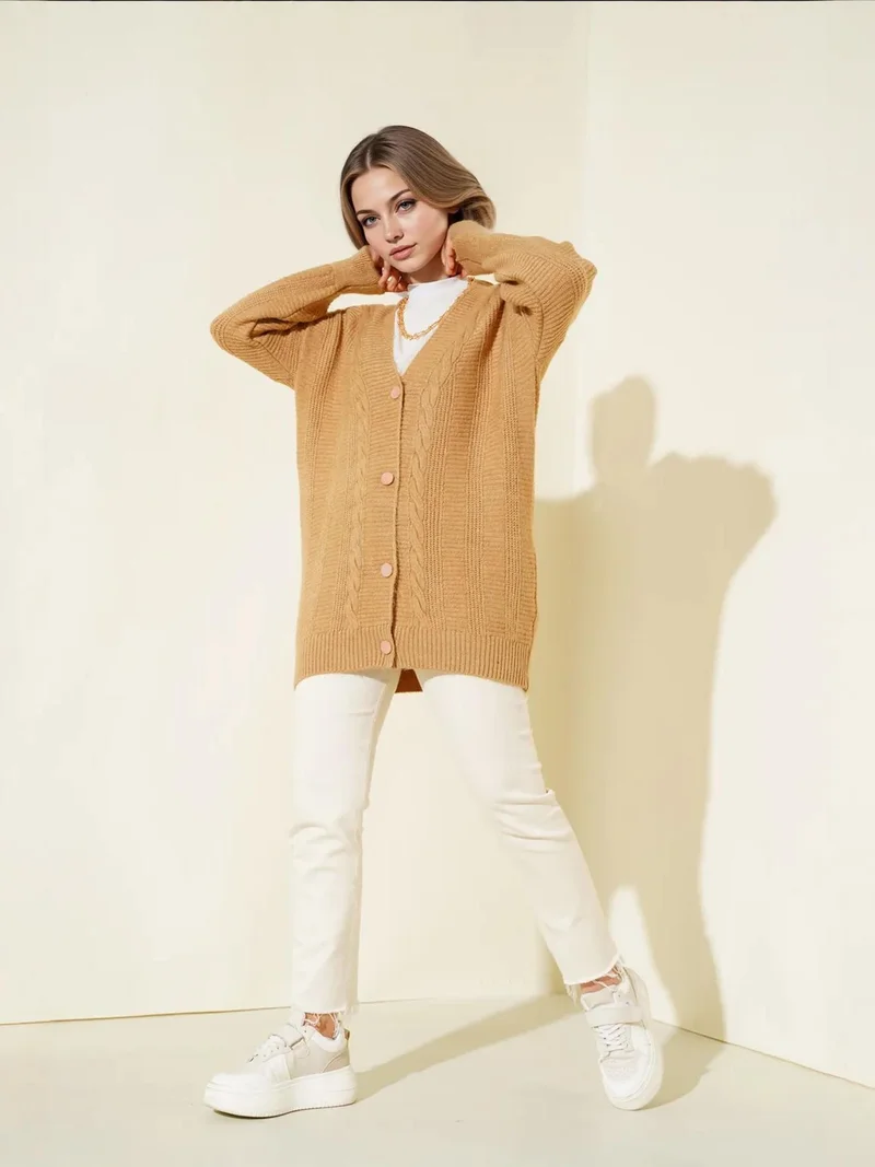 بيغ دارت كارديجان جاكار بنقشة أزرار وياقة على شكل حرف