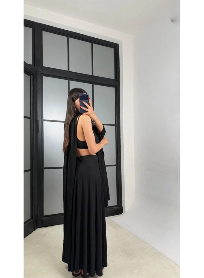 جاوس تنورة أساسية من قماش مودال أسود GAUS-01559.