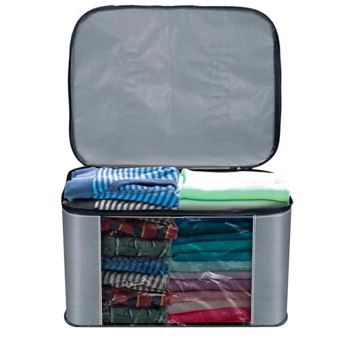 GROFFY Nylon Wardrobe Bag Underbed Moisture Proof Cloth Storage Organizer, Storage box for Clothes Saree Bags with Zippered Closure & Handle Square (SET OF 3) - Image 3