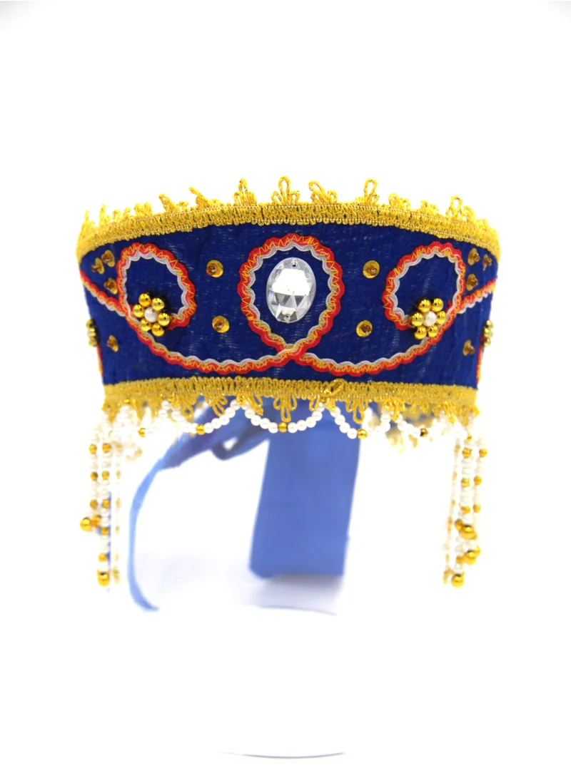 D'Daniela D' Daniela - Women's Traditional Headdress Kokoshnik - Blue with Red braid