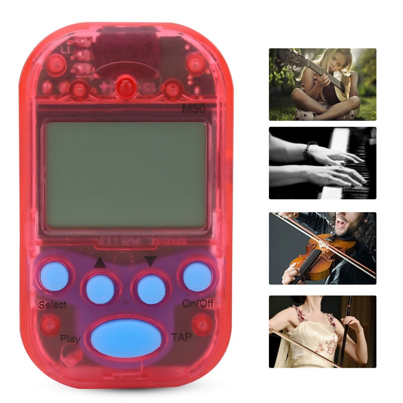 Meideal Mini Digital Metronome Red Clip-On Tap Tempo Metronome - Double Channel Headphone Output Compact Metronome for Musicians - Image 3