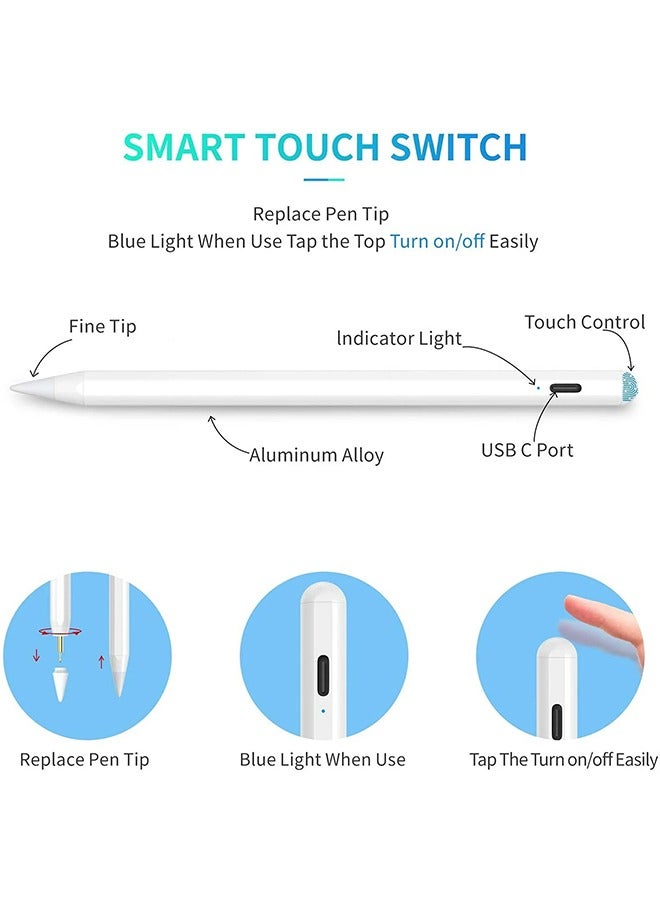 DUSALA Stylus Pen for iPad with Palm Rejection, Active Pencil Compatible with (2018-2022) iPad Pro 11 & 12.9 inch, iPad 9th/8th/7th/6th Gen, iPad Air 5th/4th/3rd Gen,iPad Mini 6th/5th Gen - Image 3