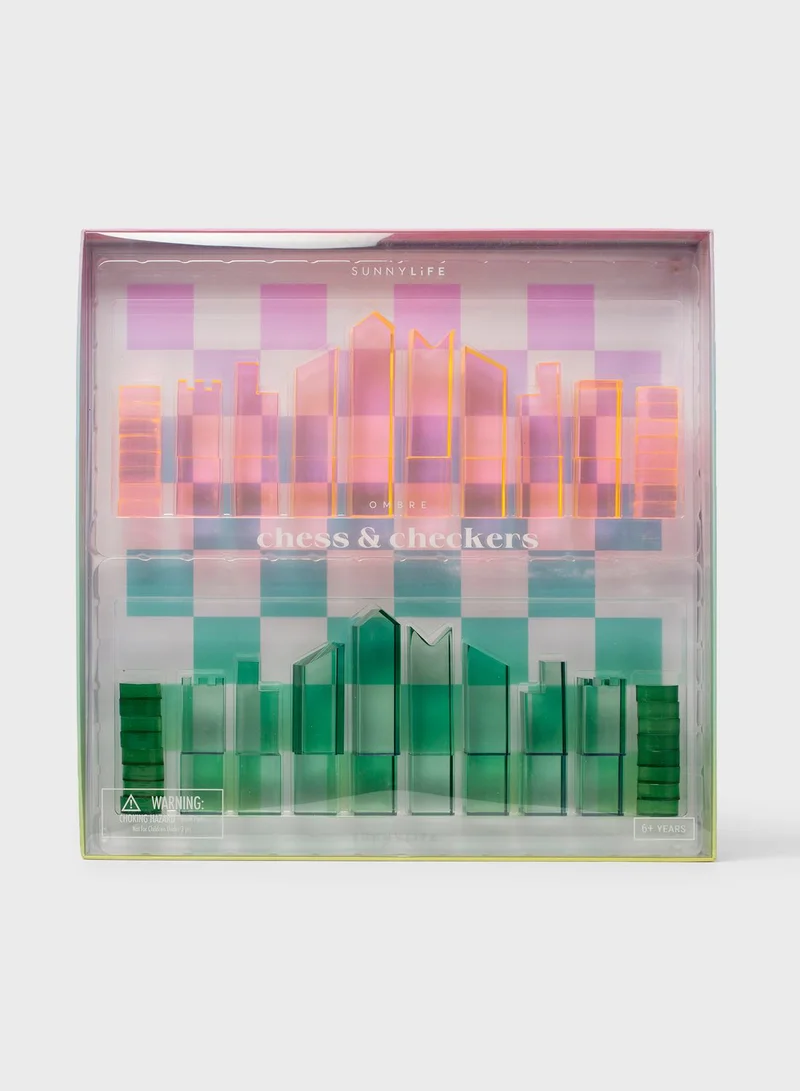 SUNNY LIFE Ombre Lucite Chess & Checkers Sherbert