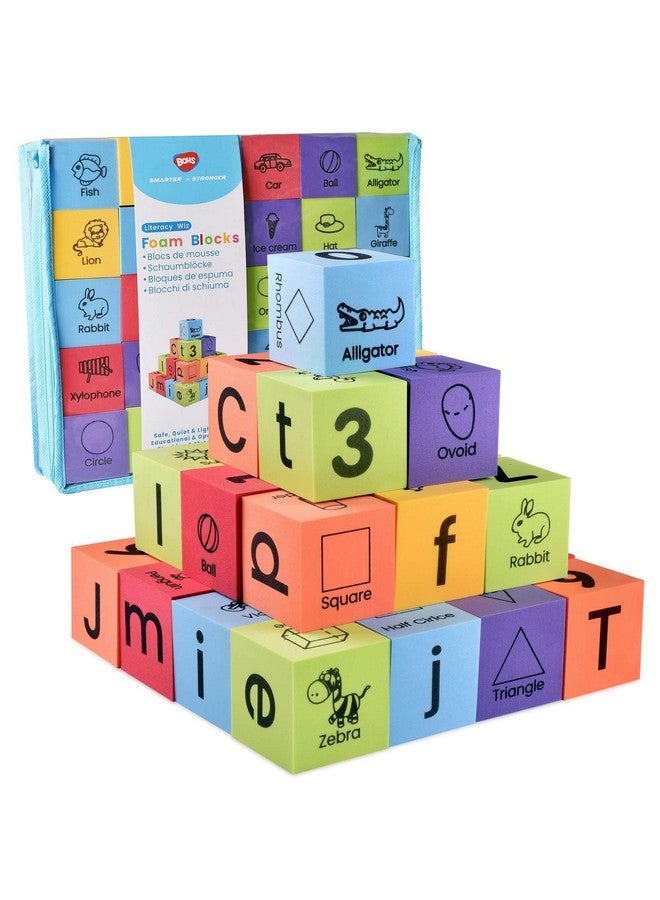 BOHS Foam Learning Blocks - Number,Alphabet,Shapes,Sight Words - Quiet,Safe and Soft Stacking Toys for Toddlers,30pcs,1.96 in(5cm)/Piece - Image 1