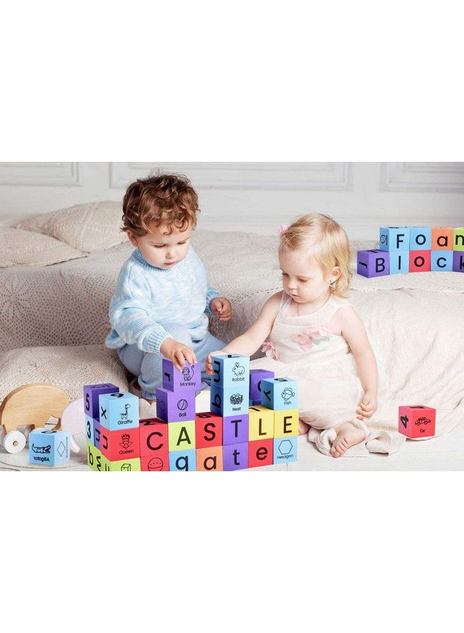 BOHS Foam Learning Blocks - Number,Alphabet,Shapes,Sight Words - Quiet,Safe and Soft Stacking Toys for Toddlers,30pcs,1.96 in(5cm)/Piece - Image 2