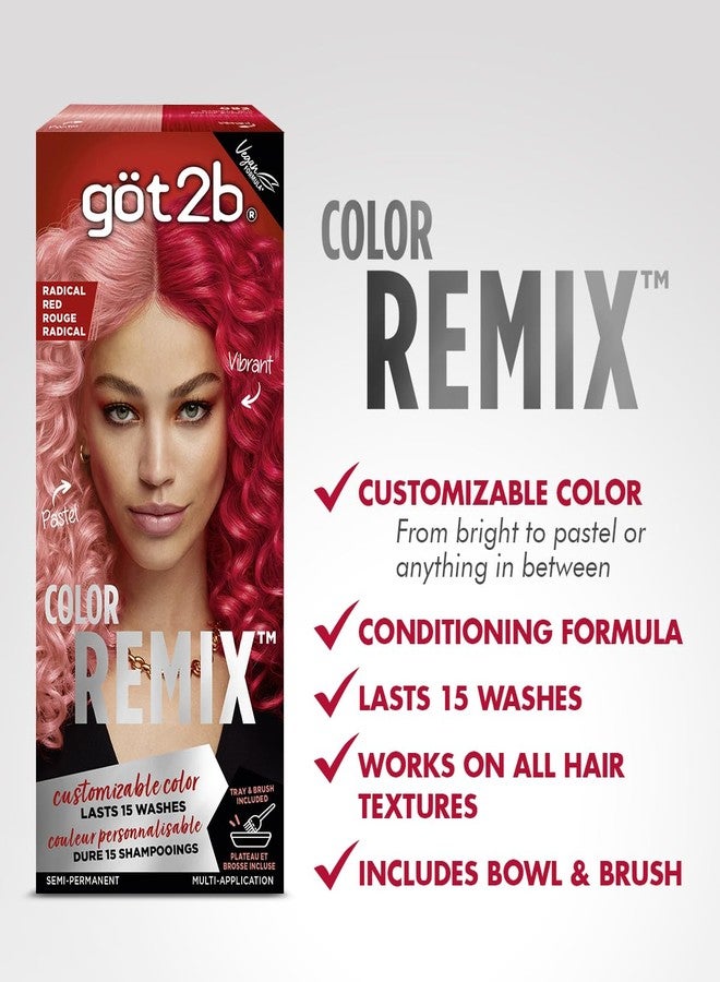 Got2b Color Remix, Customizable Semi-Permanent Hair Color, 092 Radical Red - Image 2