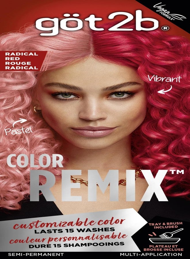 Got2b Color Remix, Customizable Semi-Permanent Hair Color, 092 Radical Red - Image 1