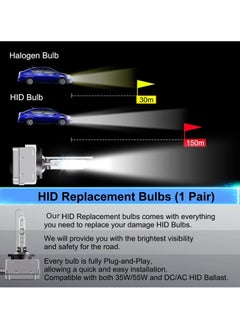 Toby's Toby's D4S 6000K Xenon HID Replacement Bulb Diamond White Metal Stents Base 12V Car Headlight Lamps Head Lights 35W  - Image 5