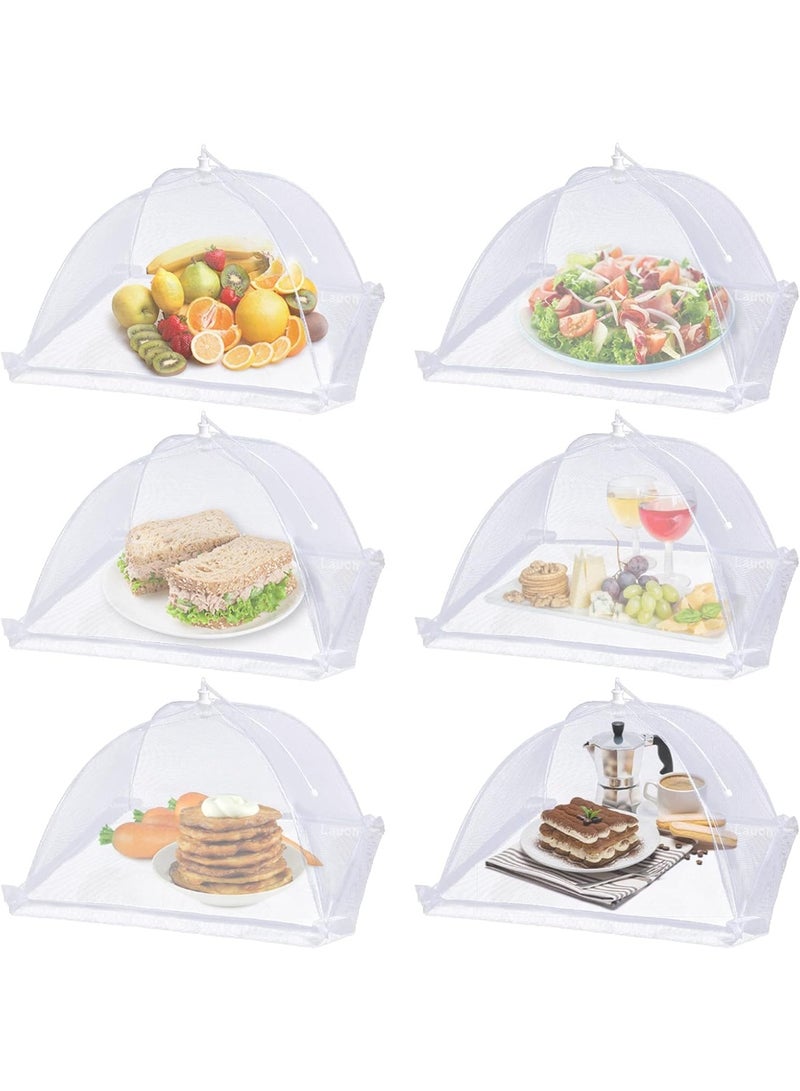 VKL Large Food Cover,6 Pack Mesh Food Tent,17"x17",White Nylon Covers,Pop-Up Umbrella Screen Tents,Patio Net for Outdoor Camping, Picnics, Parties,BBQ,Collapsible and Reusable - Image 1
