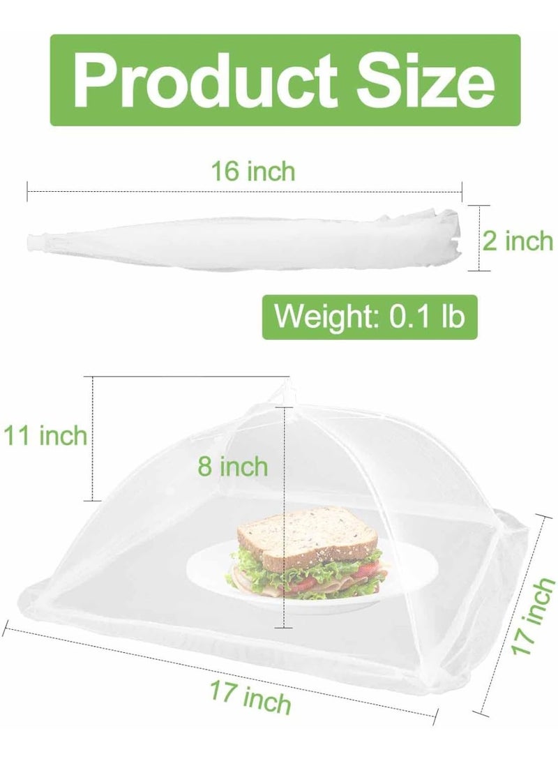 VKL Large Food Cover,6 Pack Mesh Food Tent,17"x17",White Nylon Covers,Pop-Up Umbrella Screen Tents,Patio Net for Outdoor Camping, Picnics, Parties,BBQ,Collapsible and Reusable - Image 4