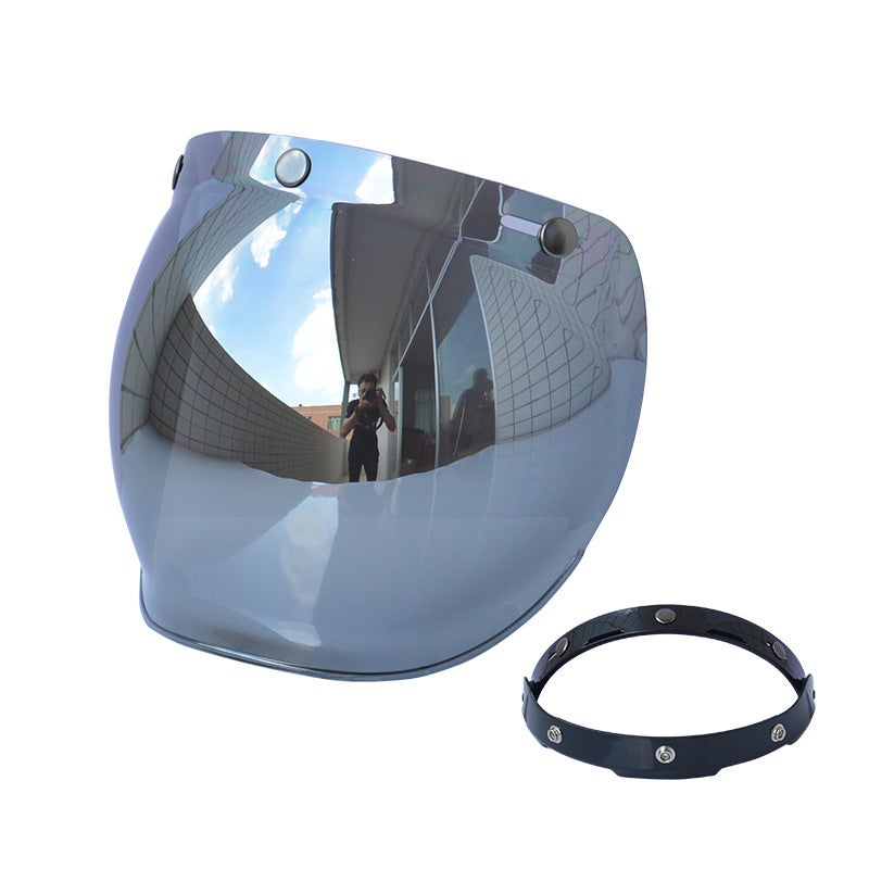 Generic New Bubble Visor Retro Harley Helmet Silver