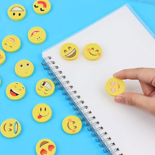 GNR Smiley Attractive Emoji Erasers, Round Shape - Pack Of 24 Erasers | 6 Sets Total | Best Birthday Return Gift, Yellow - Image 5